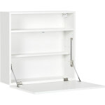 Bureau mural pliable - table murale rabattable - niche, 2 tagres - panneaux particules blanc