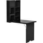 Homcom - bureau mural pliable table murale rabattable suspendue sur pied étagère + tableau à craie intégré ... Homcom - bureau mural pliable table murale rabattable suspendue sur pied étagère + tableau à craie intégré ...