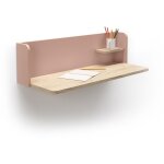 Bureau mural, mod�le valencia, en m�lamine. ch�ne clair - rose