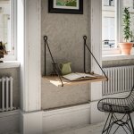[en. casa] - bureau mural andy mtal panneau de particules 70 x 54 x 50 cm noir effet bois