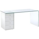 Bureau muriel avec rangements - 4 tiroirs - verre tremp� & mdf