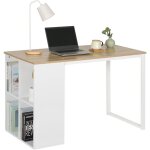Woltu - bureau d'ordinateur en agglom�r� et acier table de bureau table de travail pc table avec 4 compartimen ...