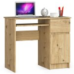 Bureau d'ordinateur akord droit piksel chne artisan 90 cm 1 porte 1 tiroir faade chne artisan 3 tagres ...