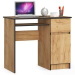 Akord - bureau d'ordinateur droit piksel ch�ne craft 90 cm 1 porte 1 tiroir fa�ade ch�ne craft 3 �tag�res ...