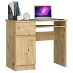 Bureau d'ordinateur akord gauche piksel chne artisan 90 cm 1 porte 1 tiroir faade chne artisan 3 tagres ...