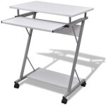 Bureau d'ordinateur compact avec plateau � clavier blanc vidaxl