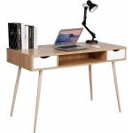 Bureau d'ordinateur en bois et m�tal woltu table de bureau - table de travail - table avec 2 tiroirs ...