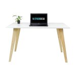 Syberdesk - bureau d'ordinateur, pieds en pin massif, table de bureau, bureau de style scandinave pour ...