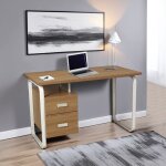 Le quai des affaires - bureau pearl 120x60cm / d�cor ch�ne blanchi et m�tal blanc / 120x76x60 cm
