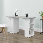[en. casa] - bureau avec 3 tiroirs lemberg 120x49x72cm blanc / gris clair
