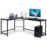 Costway - bureau / table informatique, bureau / table d'angle ordinateur coin en bois et mtal avec 6 ...