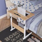 Soges - table pour ordinateur portable r�glable en hauteur, petite table d'appoint 6040 cm amovible avec ...