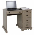 Beaux meubles pas chers - bureau taupe 5 tiroirs style anglais - marron