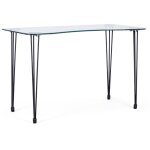 Bureau verre trempé et pieds en acier noir randy 120 cm Bureau verre trempé et pieds en acier noir randy 120 cm