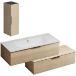 Meuble salle de bain vasque burgbad olena en d�caler 120 cm ch�ne clair + colonne