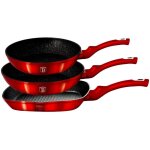 Burgundy set de 2 poles  frire 1 grill induction 20 - 24 - 28cm aluminium, antiadhsif rouge - berlinger ...