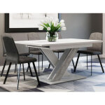 Bestmobilier ? table � manger extensible blanc effet marbre ? 4 � 8 personnes ? pied crois� design scandinave ...
