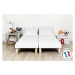 Bysommiflex - sommier tapissier blanc 70x190x2 (140x190)fabrication francaise artisanalepieds offerthauteur ...