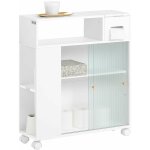 Sobuy - bzr117 - w armoire wc toilettes compact roulante, meuble de rangement salle de bain troit sur ...