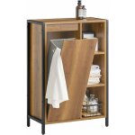Sobuy - meuble bas de salle de bain, 60�30�90 cm, 3 compartiments ouverts + panier � linge amovible, ...
