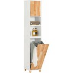 Bzr74 - w meuble colonne de salle de bain, armoire haute troite, placard de rangement avec 2 niches, ...