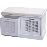 Mendler - banc hwc - j49, banc rembourr� banc de vestiaire 47x75x40cm blanc, rembourrage cr�me - blanc ...