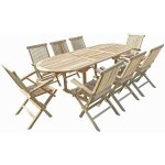 C&l jardin - ensemble salon de jardin en teck mahui 8 fauteuils pliants