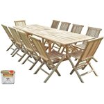 C&l jardin - salon de jardin en teck batan 10 chaises - bundle huile