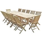 C&l jardin - salon de jardin en teck batan 12 chaises