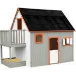 Cabane en bois sur pilotis avec mezzanine et bac  sable duplex