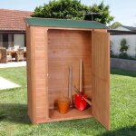 Armoire de jardin en bois de sapin trait� 111x51x142 cm ? grande capacit� pour outils de jardinage ? ...