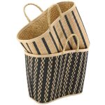 Aubry gaspard cabas jonc motif rayures verticales sma3970