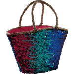 Cabas  paillettes en jonc