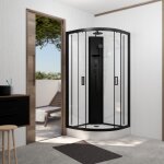 Aurlane - cabine de douche 1 / 4 de cercle 85x85x210 / 235 cm - receveur + fonds blancs / colonne + profils ...