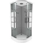 Aurlane - cabine de douche 1 / 4 de cercle 90x90x215cm avec bande depolie - silvery stripe round