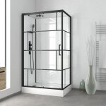 Aurlane - cabine de douche 110x80cm / receveur haut - verre transparent s�rigraphi� et blanc - profil�s ...