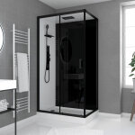 Cabine de douche 110x80x215cm - verre trempé - mitigeur noir - duality 4 rectangle Cabine de douche 110x80x215cm - verre trempé - mitigeur noir - duality 4 rectangle