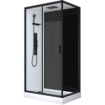 Cabine de douche 110x80x215cm - verre tremp - mitigeur noir - duality 4 rectangle
