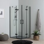 Kiamami valentina - paroi de douche 120x80 noire porte en verre à double charnière 6mm london Kiamami valentina - paroi de douche 120x80 noire porte en verre à double charnière 6mm london