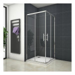 Cabine de douche 80x80x195cm en 6mm verre anticalcaire porte de douche coulissante l'ccès d'angle Cabine de douche 80x80x195cm en 6mm verre anticalcaire porte de douche coulissante l'ccès d'angle