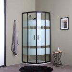 Kiamami valentina - paroi de douche d'angle 90x90 profils verre sérigraphié noir mat city Kiamami valentina - paroi de douche d'angle 90x90 profils verre sérigraphié noir mat city
