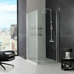 Kiamami valentina - paroi de douche carre deux portes de 90 cm verre transparent cristal