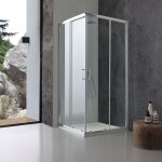 Kiamami valentina ? cabine de douche carr�e 90x90 cm ? verre transparent 6 mm ? profil� aluminium chrom� ...
