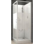 Cabine de douche carre  porte pivotante izibox 2 avec parois en vitrage srigraphi - 80 x 80 cm - ...