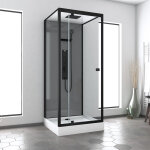 Aurlane - cabine de douche hydromassante 90x90x215 cm - fonds gris et profil�s noir mat - grey style