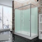 Cabine de douche intgrale 90 x 160 x 204 cm avec porte coulissante, verre 5 mm, cabine de douche complte ...