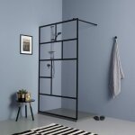 Kiamami valentina - paroi de douche � l'italienne 110cm verre clair cadre noir