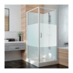 Cabine de douche izi glass2 leda carre - portes pivotantes - verre srigraphi - 90 x 90 cm