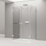 Cabine de douche murale en u verre tremp� 8mm, paroi de douche murale avec 2 portes battantes, profil� ...