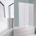 Cabine de douche plan de baignoire en verre de s�curit� esg 5 mm, pliable, 137, 8 x 130 cm, verre clair, ...
